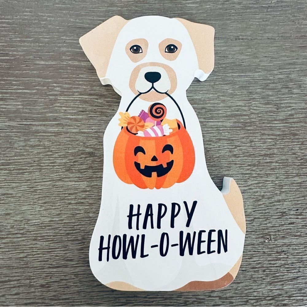 Halloween Ghost Costume Dog Trick or Treat Decor Sign